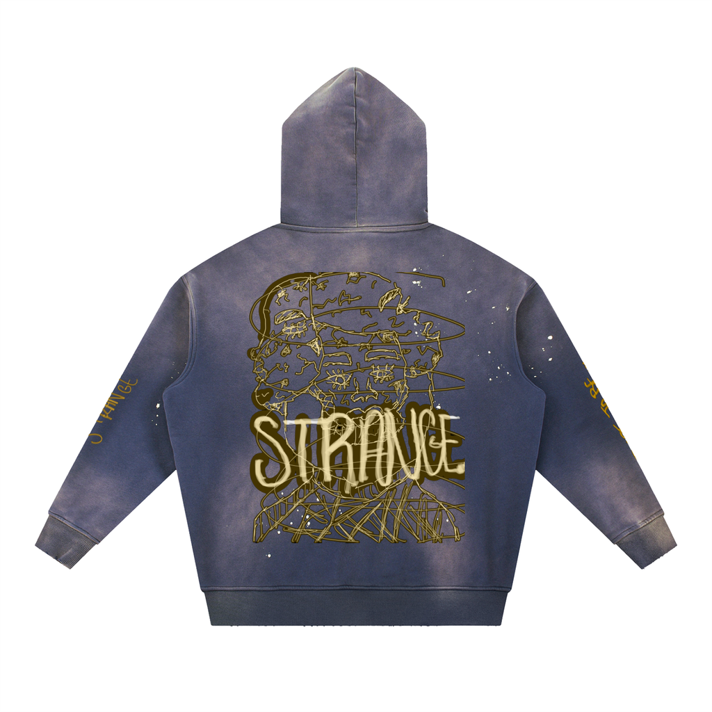 Vintage Washed Frayed Fleece Hoodie