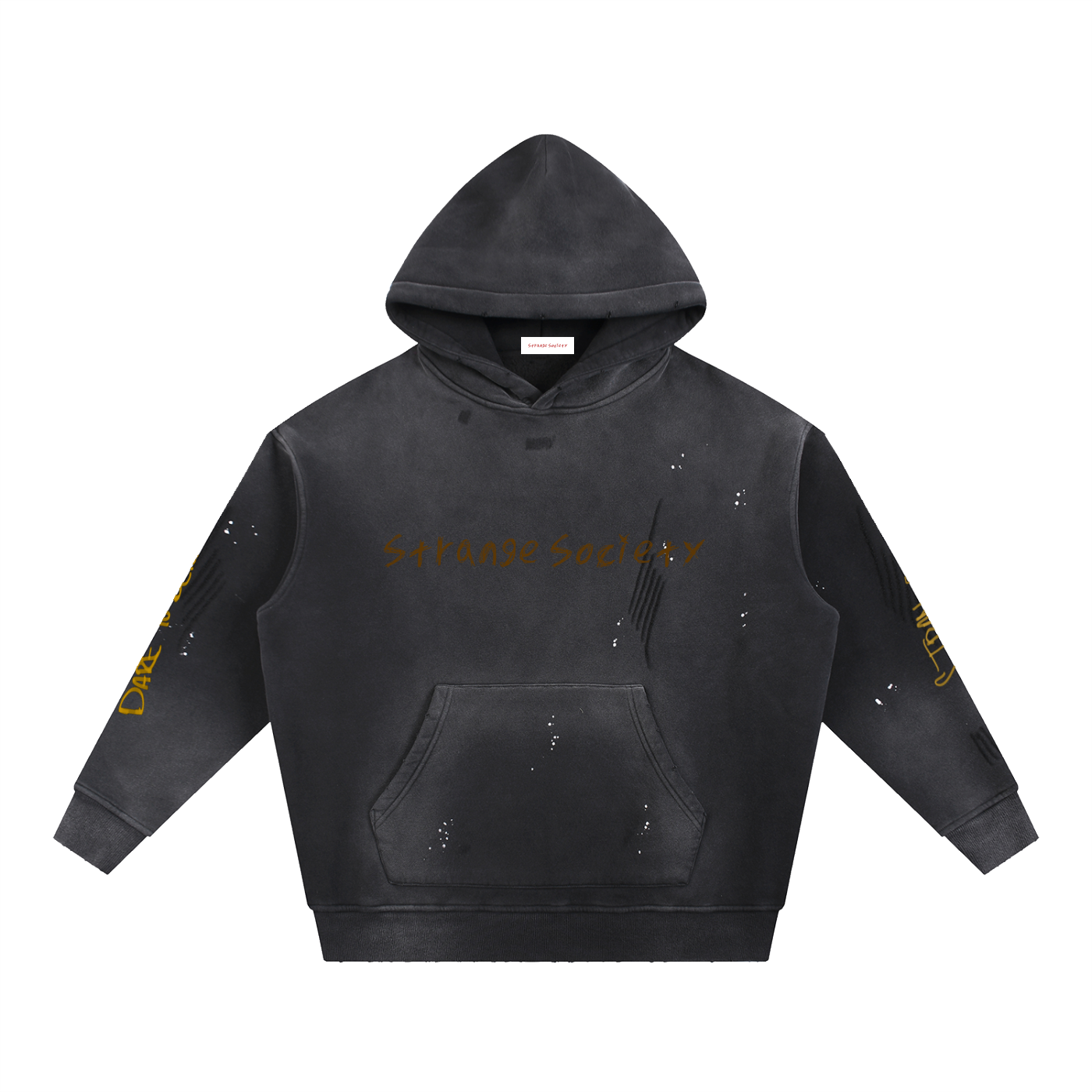 Vintage Washed Frayed Fleece Hoodie