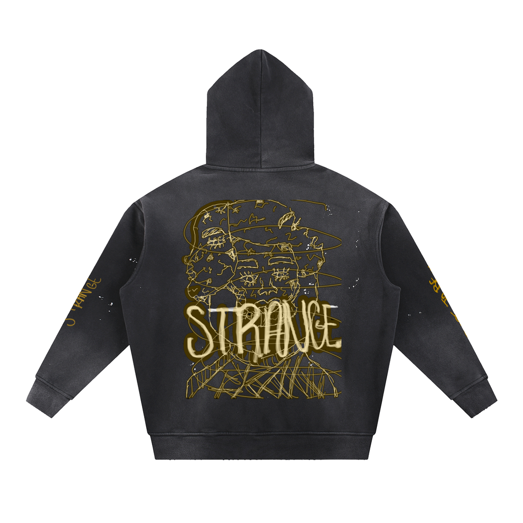 Vintage Washed Frayed Fleece Hoodie