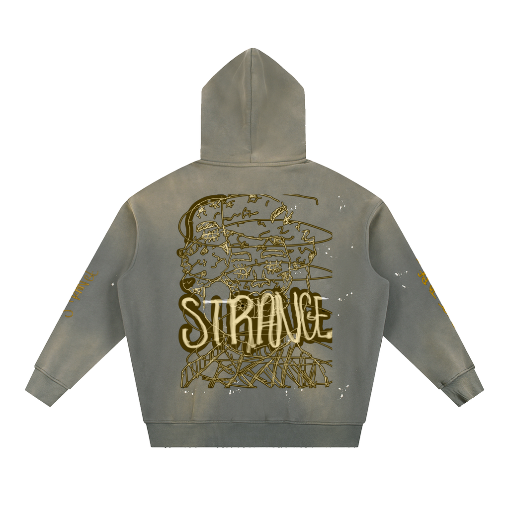 Vintage Washed Frayed Fleece Hoodie